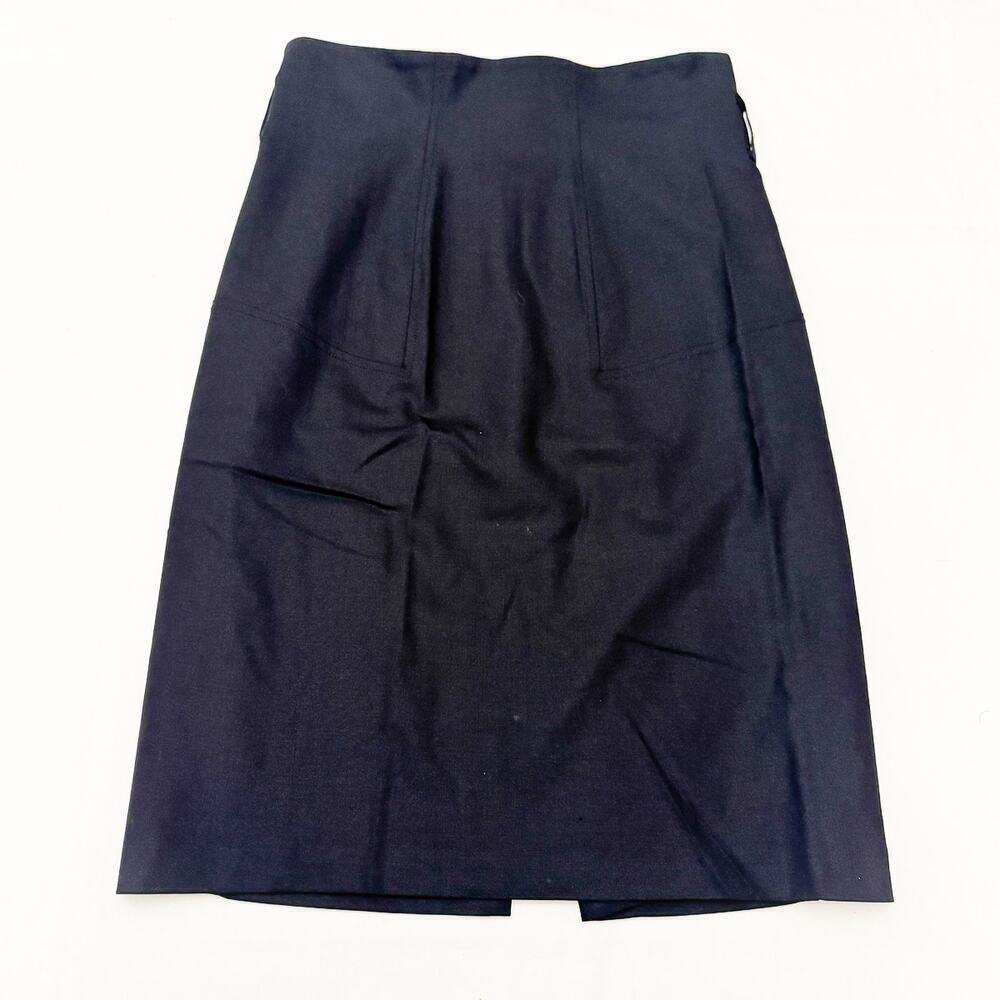 Club Monaco Black Pencil Skirt Knee Length Back Slit Size 8